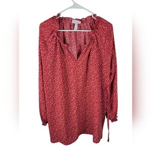 Ingrid and Isabel Red floral peasant hippie blouse maternity XL